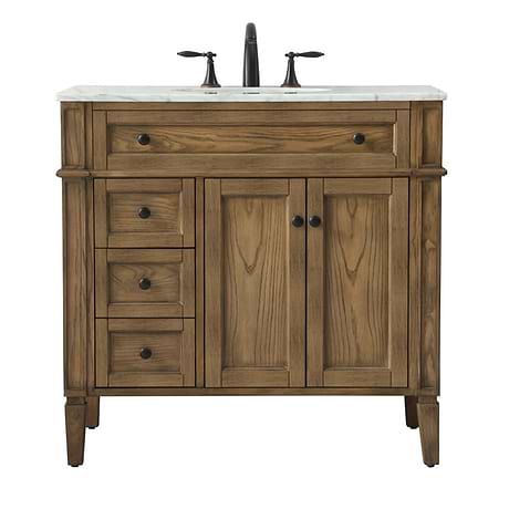Montair Dark Brown 36" Single Vanity With Carrara White Marble Top