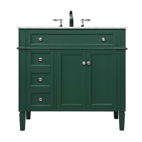 Montair Green 36" Single Vanity With Carrara White Marble Top