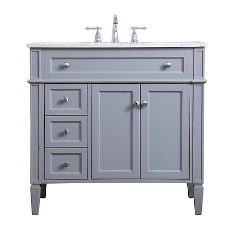 Montair Gray 36" Single Vanity With Carrara White Marble Top
