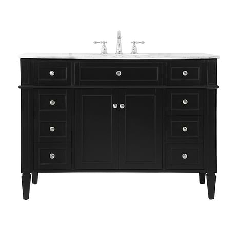 Montair Black 48" Single Vanity With Carrara White Marble Top