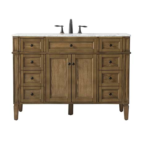 Montair Dark Brown 48" Single Vanity With Carrara White Marble Top