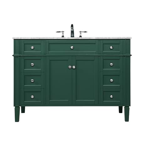 Montair Green 48" Single Vanity With Carrara White Marble Top