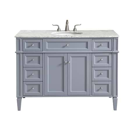 Montair Gray 48" Single Vanity With Carrara White Marble Top