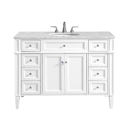 Montair White 48" Single Vanity With Carrara White Marble Top