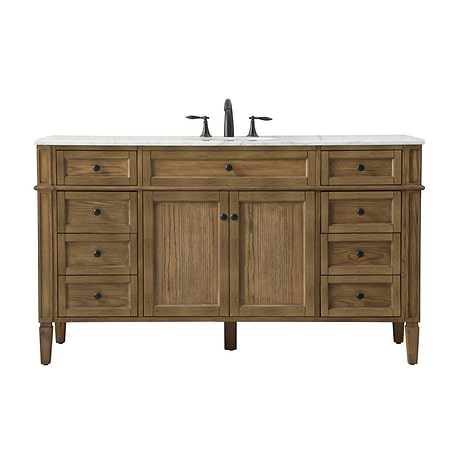Montair Dark Brown 60" Single Vanity With Carrara White Marble Top