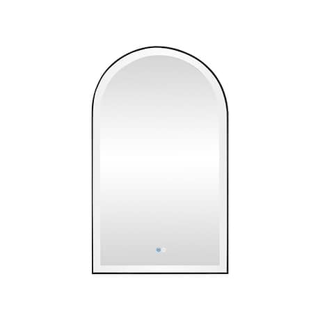 Aviva Brushed Black 24x40" Arched Aluminum Framed LED Wall Mount Bathroom Vanity Mirror