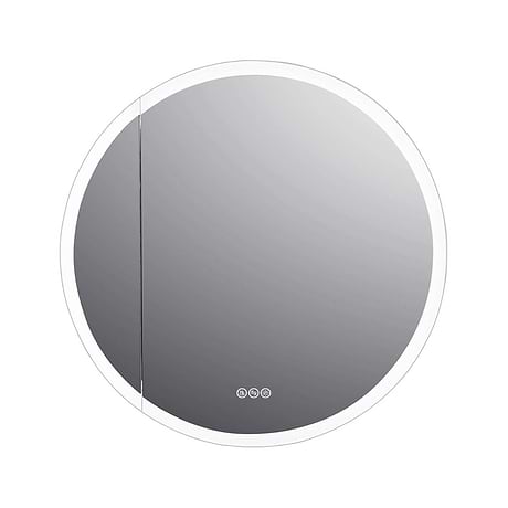 Radium Silver 32" Round Recessed or Wall Mounted Left-Hand LED Medicine Cabinet with Mirror