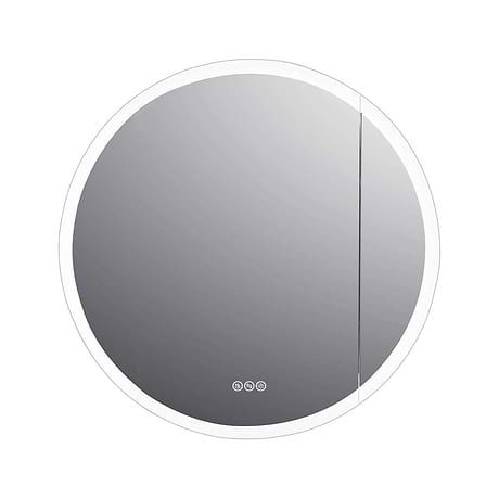 Radium Silver 32" Round Recessed or Wall Mounted Right-Hand LED Medicine Cabinet with Mirror