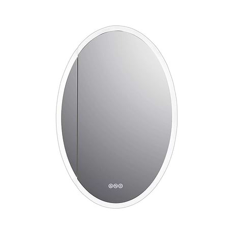 Radium Silver 24x36" Oval Recessed or Wall Mounted Left-Hand LED Medicine Cabinet with Mirror