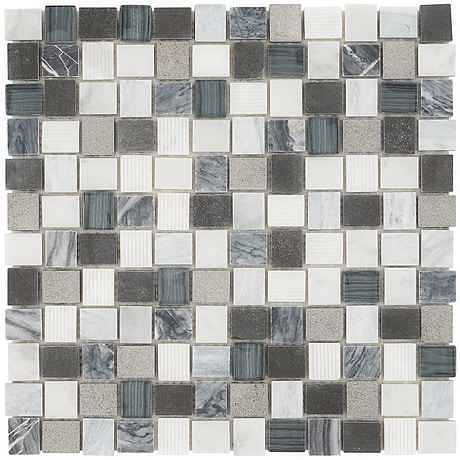 Esker Oxford Gray 1" Square Textured Marble Mosaic