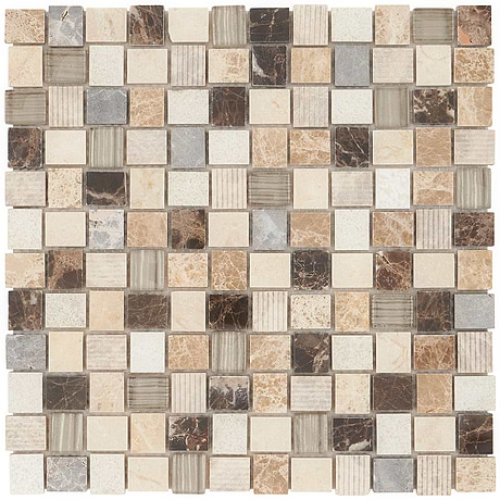 Esker Windrift Beige 1" Square Textured Marble Mosaic