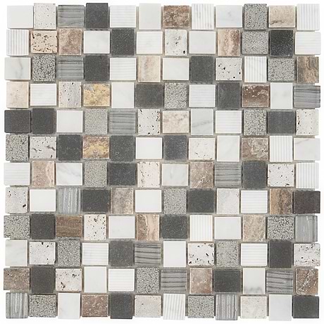 Esker Stratus Multicolor 1" SquareTextured Marble Mosaic