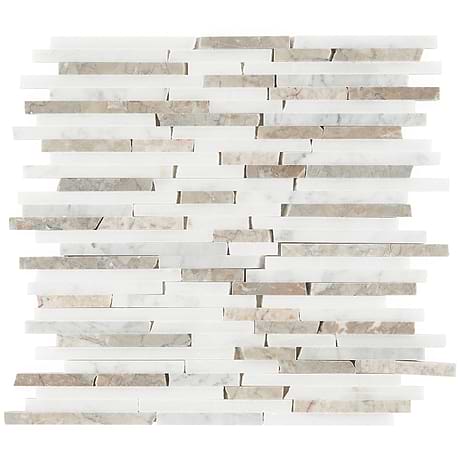 Cracked Joint Vanilla Chai Gray Polished Marble Mosaic