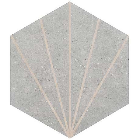 Pergola Beams Gray 12.5" Hexagon Matte Porcelain Tile