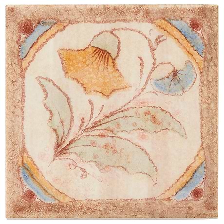 Burgos Terracotta Deco Garden Fauna 3x3 Hand Painted Porcelain Insert