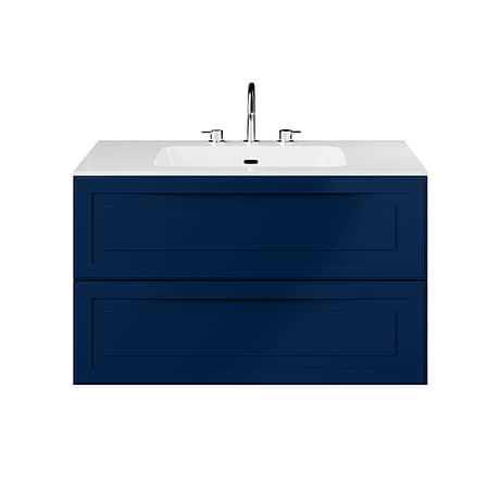 Alma Blue 36" Single Vanity with Integrated White Solid Surface Top