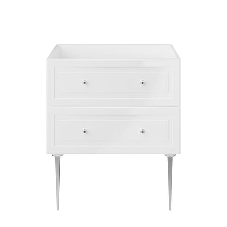 Alma White 30" Vanity with Chrome Legs & Knobs without Top