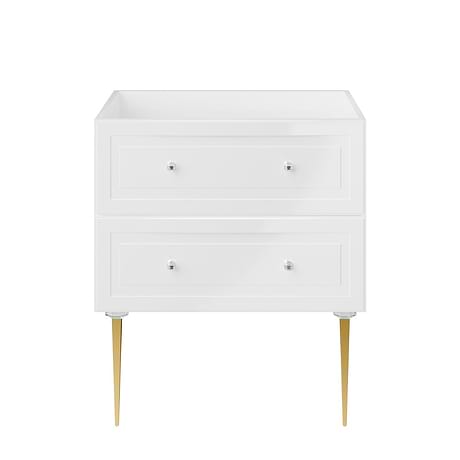 Alma White 30" Vanity with Gold Legs & Knobs without Top