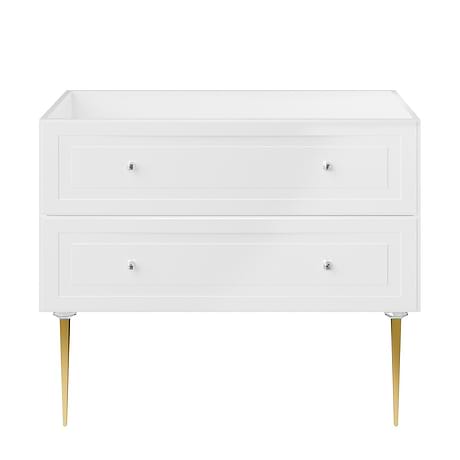 Alma White 42" Vanity with Gold Legs & Knobs without Top