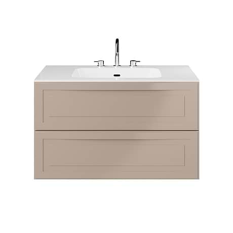 Alma Taupe 36" Single Vanity with Integrated White Solid Surface Top