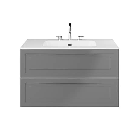 Alma Gray 36" Single Vanity with Integrated White Solid Surface Top