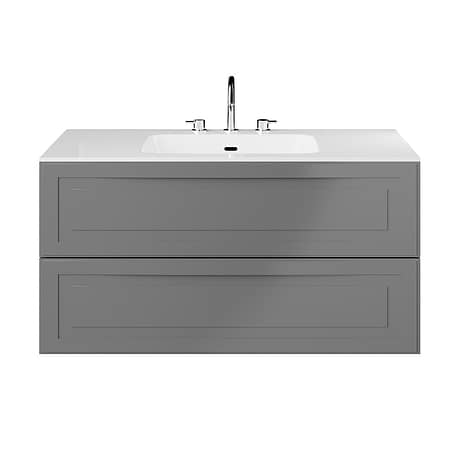 Alma Gray 42" Single Vanity with Integrated White Solid Surface Top
