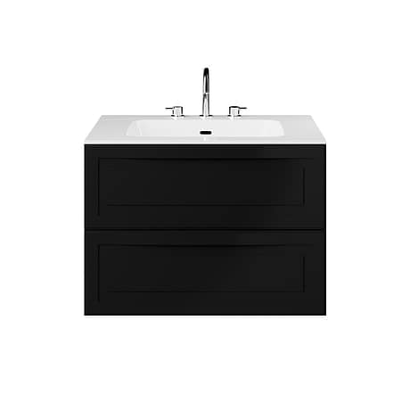 Alma Black 30" Single Vanity with Integrated White Solid Surface Top