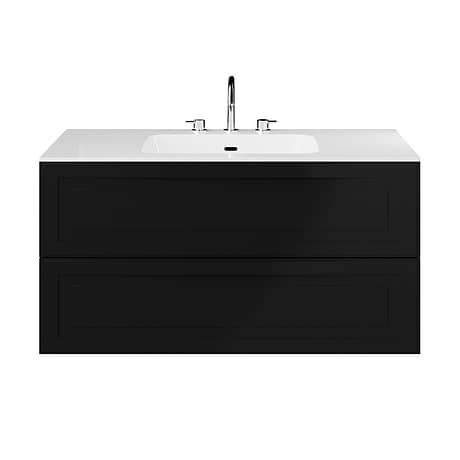 Alma Black 42" Single Vanity with Integrated White Solid Surface Top