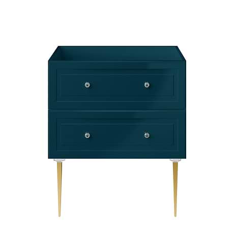 Alma Turquoise 36" Vanity with Gold Legs & Knobs with Integrated White Solid Surface Top