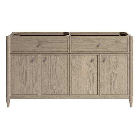 Ashford Greige Ash 60" Double Vanity without Top by TileBar Studio Vanities