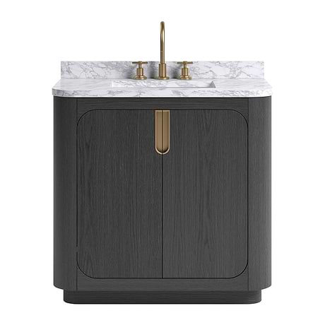 Corbin Ebony Oak 36" Single Vanity with Carrara Marble Top by TileBar Studio Vanities