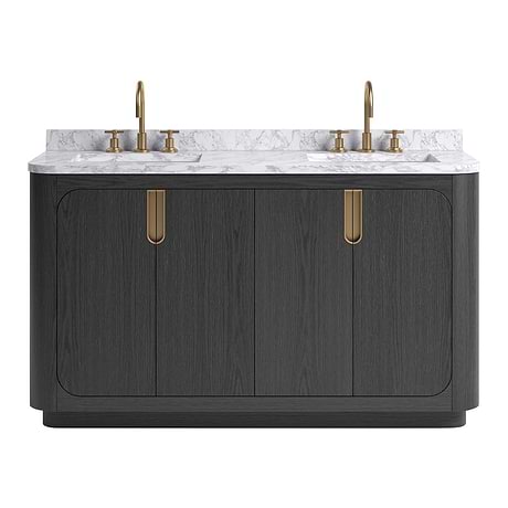 Corbin Ebony Oak 60" Double Vanity with Carrara Marble Top by TileBar Studio Vanities