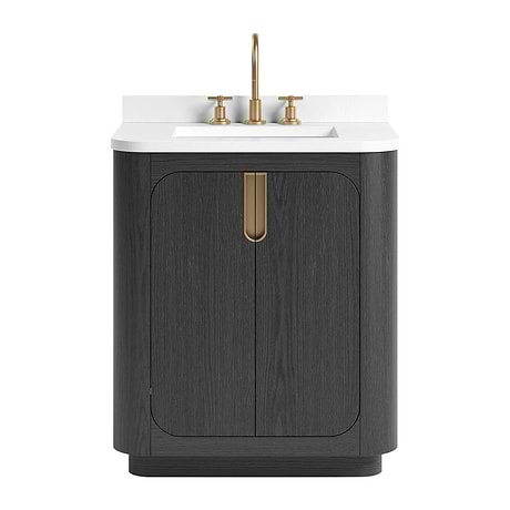 Corbin Ebony Oak 30" Single Vanity with White Quartz Top by TileBar Studio Vanities