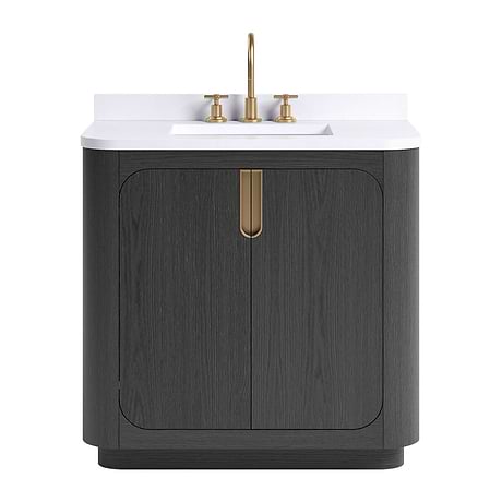 Corbin Ebony Oak 36" Single Vanity with White Quartz Top by TileBar Studio Vanities