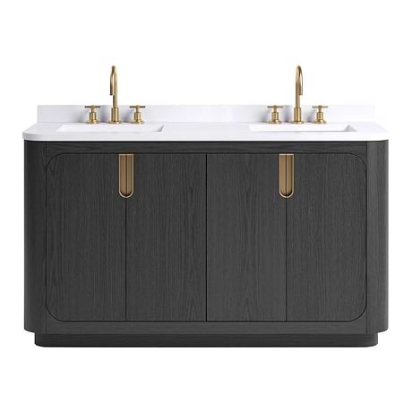 Corbin Ebony Oak 60" Double Vanity with White Quartz Top by TileBar Studio Vanities