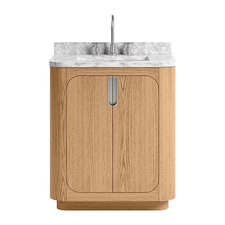 Corbin Medium Ash 30" Single Vanity with Carrara Marble Top by TileBar Studio Vanities