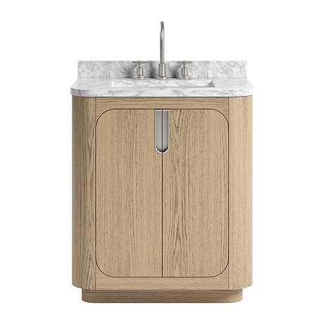 Corbin Medium Ash 30" Single Vanity with Carrara Marble Top by TileBar Studio Vanities