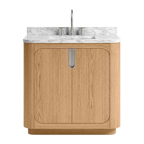Corbin Medium Ash 36" Single Vanity with Carrara Marble Top by TileBar Studio Vanities