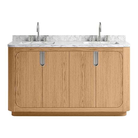 Corbin Medium Ash 60" Double Vanity with Carrara Marble Top by TileBar Studio Vanities