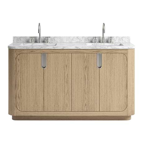 Corbin Medium Ash 60" Double Vanity with Carrara Marble Top by TileBar Studio Vanities