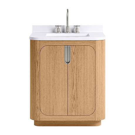 Corbin Medium Ash 30" Single Vanity with White Quartz Top by TileBar Studio Vanities