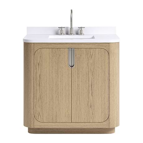Corbin Medium Ash 36" Single Vanity with White Quartz Top by TileBar Studio Vanities