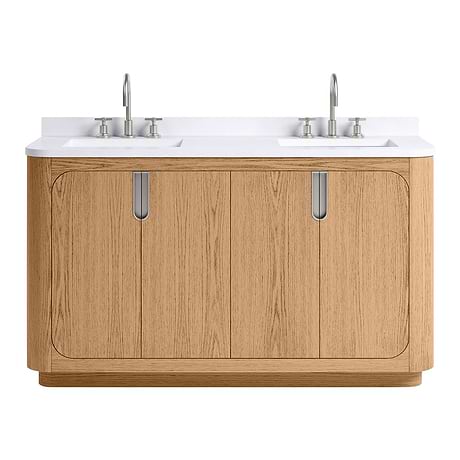 Corbin Medium Ash 60" Double Vanity with White Quartz Top by TileBar Studio Vanities