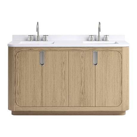 Corbin Medium Ash 60" Double Vanity with White Quartz Top by TileBar Studio Vanities