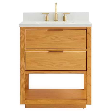 Dayton Woodgrain 30" Single Vanity with Pure White Quartz Top