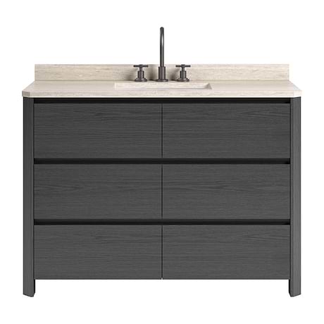 Dalton Ebony Oak 48" Single Vanity with Romano Travertine Top by TileBar Studio Vanities