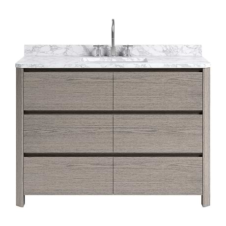 Dalton Steel Oak 48" Single Vanity with Carrara Marble Top by TileBar Studio Vanities