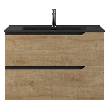 Duo Blonde Wood 32" Single Vanity with Black Top