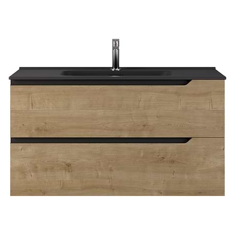 Duo Blonde Wood 40" Single Vanity with Black Top