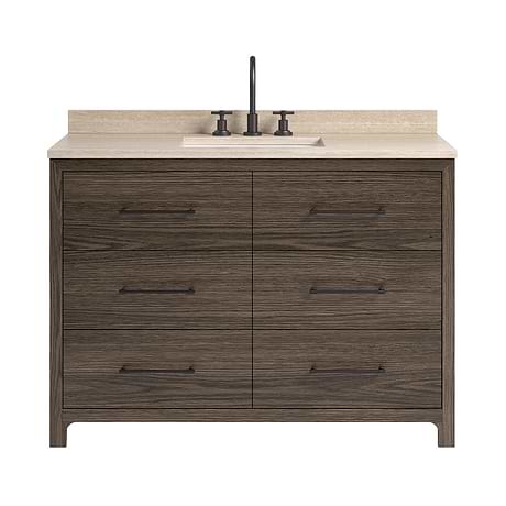Edison Espresso Oak 48" Single Vanity with Romano Travertine Top by TileBar Studio Vanities